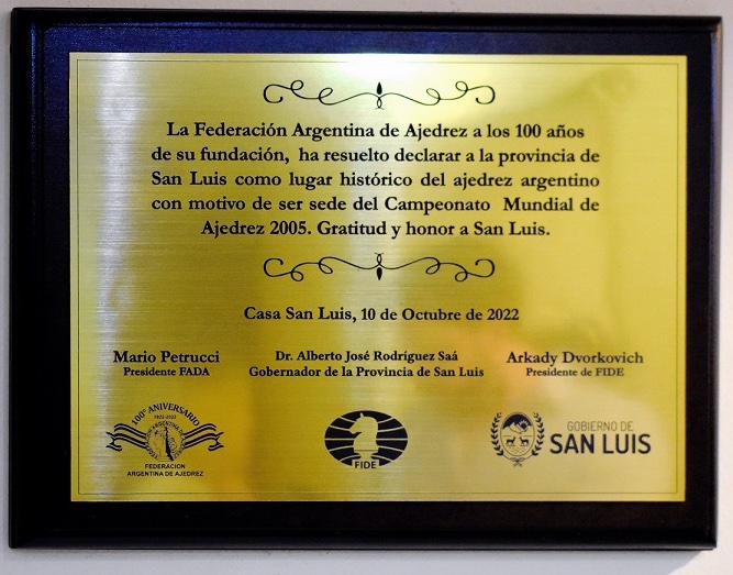 ajedrez-argentina-placa-san-luis Ajedrez educativo: más países y remodelación FIDE