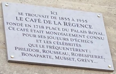 cafe-de-la-regence-paris-placa Ajedrez: El histórico Café de la Règence reconocido en París con una placa conmemorativa