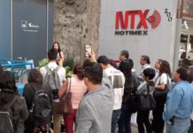 periodistas de Notimex en una acción sindical Foto de archivo