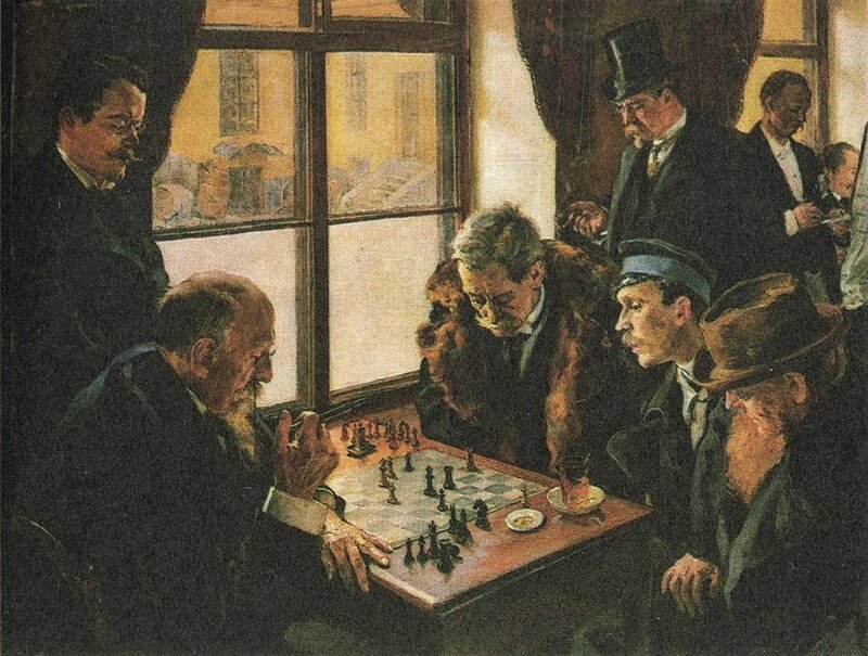 ajedrez-hugo-karlovich-backmansson-en-el-cafe-dominic-1909 Exposición del Museo del Ajedrez ruso en San Petersburgo