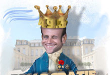 JERC: Caricatura de «Emmanuel Macron le roi de la democratie»