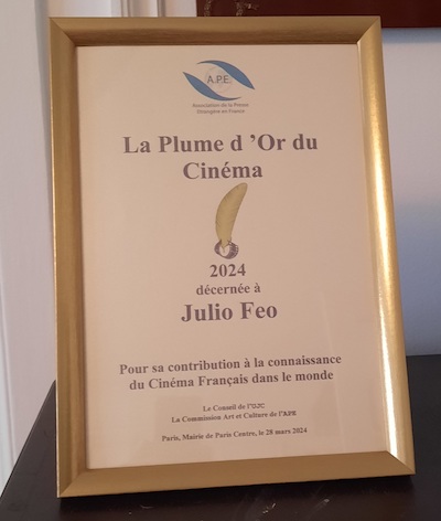 Julio-Feo-Pluma-de-Oro-del-Cine Julio Feo premiado en Francia con la «Pluma de Oro del Cine»