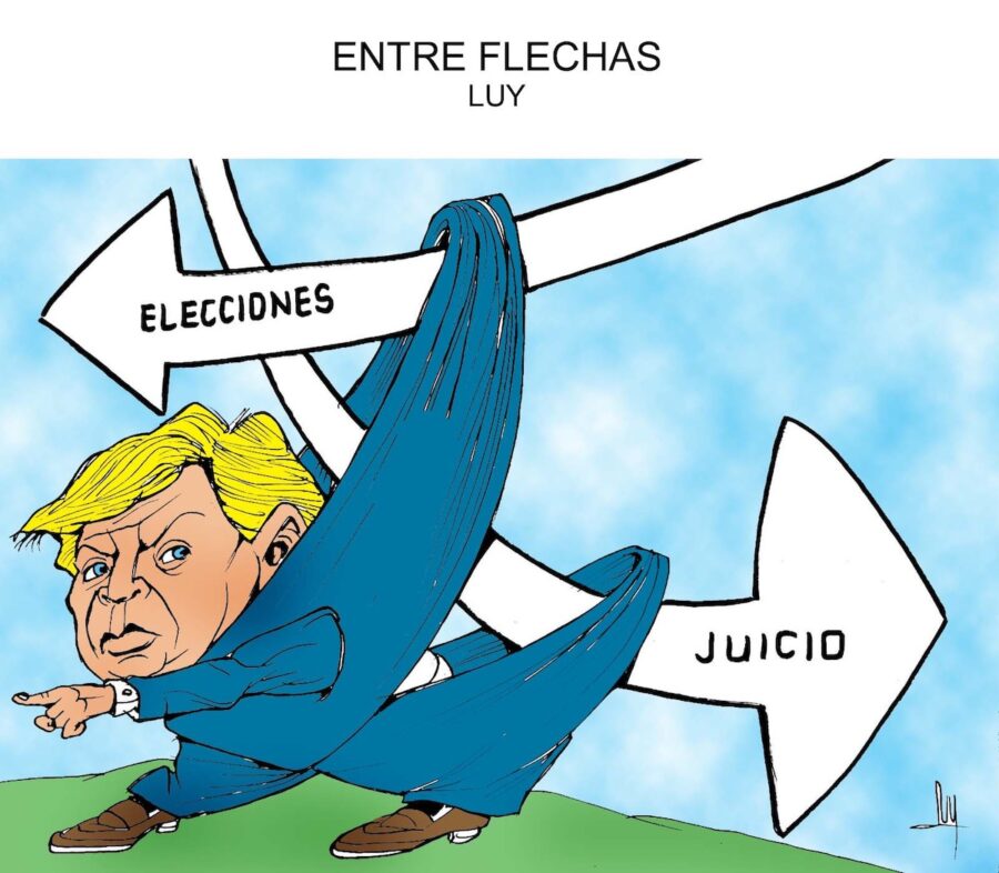 Trump-entre-flechas-©LUY-900x786 Las ataduras de Donald Trump