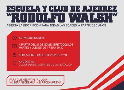 GcI6BvoXgAAx1AC Rodolfo Walsh y el ajedrez vuelven a Estudiantes La Plata