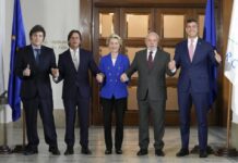 Milei, Lacalle, von der Leyen, Lula y Peña