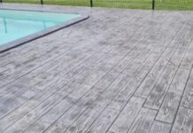 Hormigón impreso para terrazas con piscina
