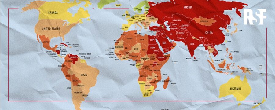 RSF-2025-mapa-900x360 RSF: 67 asesinados en 2025, la mitad en la Franja de Gaza