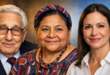 Premios Nobel para Henry Kissinger, Rigoberta Menchú y María Corina Mechado Premios Nobel Henry Kissinger, Rigoberta Menchú y María Corina Mechado. ©PES-IA