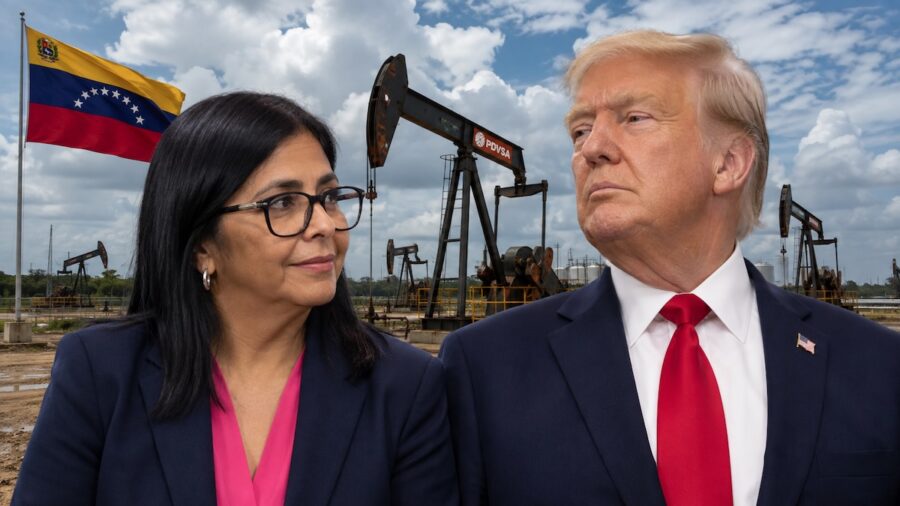 Delcy-Rodriguez-y-Donald-Trump-pactan-reparto-petroleo-en-Venezuela-©AqM-ChatGPT-900x506 Midterms en EEUU: Trump promete bajar la gasolina con un pacto petrolero en Venezuela
