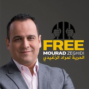 Mourad-Zeghidi-encarcelado-en-Tunez-©IFJ-FIP La FIP denuncia un deterioro sin precedentes de la prensa en Túnez