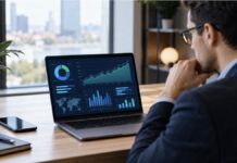 El tercer trimestre marca otra referencia para el mercado digital Analista revisa datos del mercado digital en su portátil