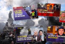 Francia: los medios de comunicación ocultan la dimensión de las movilizaciones anti Macron Portada del grupo de prensa de izquierdas Le Media (internet y audiovisual). sobre la movilización actual