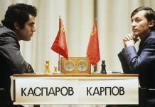 Encuentro entre Karpov y Kasparov en Moscú, 1984.