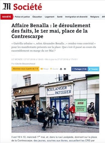 Benalla-Le-Monde-20180727 Escándalo Benalla:  Macron, en Marcha atrás…