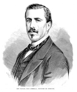 Manuel Ruiz Zorrilla, Ministro de Fomento, impulsor del decreto de bibliotecas populares de 1869