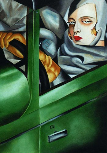 Autoretrato con Bugatti verde