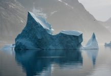 Iceberg flotante, Mar del Norte del Atlántico, Groenlandia