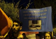 Protestas en Jerusalén solicitando que se reconozca el genocidio armenio.