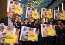 Protestas por el encarcelamiento de Oleg Sentsov en la Berlinale 2016