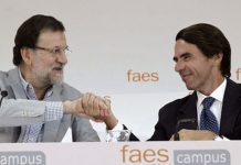 Mariano Rajoy y José María Aznar en una reunión en FAES