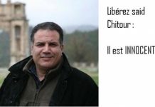 Campaña pidiendo la liberación del periodista argelino Said Chitour.