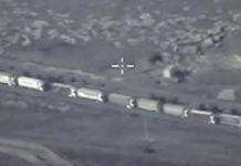Imagen de la inteligencia rusa sobre el tráfico de camiones con contrabando entre Siria y Turquía