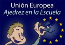 Cartel en España de apoyo a la moción de la Unión Europea sobre el ajedrez.