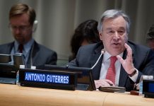 António Guterres defiende su candidatura a la Secretario General de la ONU, el 12 de abril de 2016, ante la Asamblea General. Foto: ONU/Manuel Elías