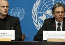 Miguel Bosé con Christian Guillermo-Fernández en Naciones Unidas