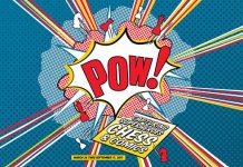 Cartel de la exposición Pow! Captura de superhéroes, Ajedrez y Cómic.