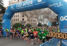 #CorrePorSiria, momento de la salida de corredores en el Paseo de la Castella de Madrid. 2017 19FEB