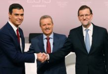 Imagen previa al cara a cara de Mariano Rajoy y Pedro Sánchez para debatir sobre las opciones de España ante el 20D