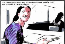 Viñeta de El Roto sobre el plagio en el ámbito universitario, publicada en el diario El País