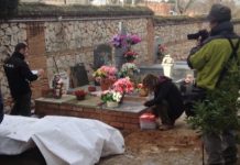 Inicio de los trabajos de exhumación de Timoteo Mendieta Alcala, enterrados en una fosa común en el cementerio de de Guadalajara. Foto ARMH