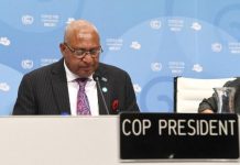 Frank Bainimarama, primer ministro de Fiyi, en la sesión de apertura de la COP 23.