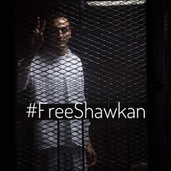 freeshawkan-enrejado El fotoperiodista egipcio Shawkan sigue en prisión a pesar de haber cumplido su sentencia