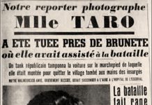 Recorte de prensa con información sobre la muerte de Gerda Taro en Brunete
