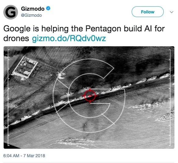 gizmodo-Google Google no seguirá colaborando con el Pentágono, presionada por sus trabajadores