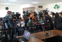 Reporteros y periodistas en una rueda de prensa en Guatemala