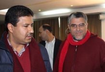 Abdelali Hamieddine, a la izquierda, junto al ministro de Derechos Humanos y antes de Justicia, Mustafa Ramid