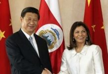 Laura Chinchilla recibe en Costa Rica al presidente Xi Jinping