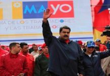 Nicolás Maduro en la manifestación obrera del 1 de Mayo en Caracas