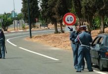 Marruecos, control en una carretera