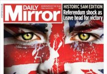 Portada de The Mirror sobre la victoria del "brexit"