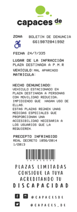 multa-simulada Discapacidad: "Nosotros multamos" si aparcas en las plazas de movilidad reducida (PMR)