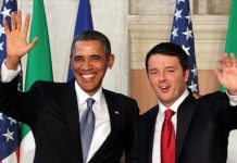 Barack Obama con Matteo Renzi en la visita del primer ministro italiano a EEUU, octubre de 2016
