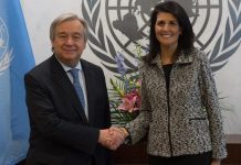 Guterres y Haley se saludan en la ONU