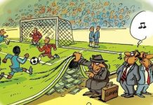 Viñeta sobre partidos de fútbol amañados publicada en ouest-france.fr