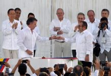 Indias, el gobierno de Colombia y las FARC se comprometieron a una política sin armas. Foto: ANDES / AFP