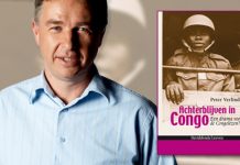 Peter Verlinden con uno de sus libros sobre el Congo